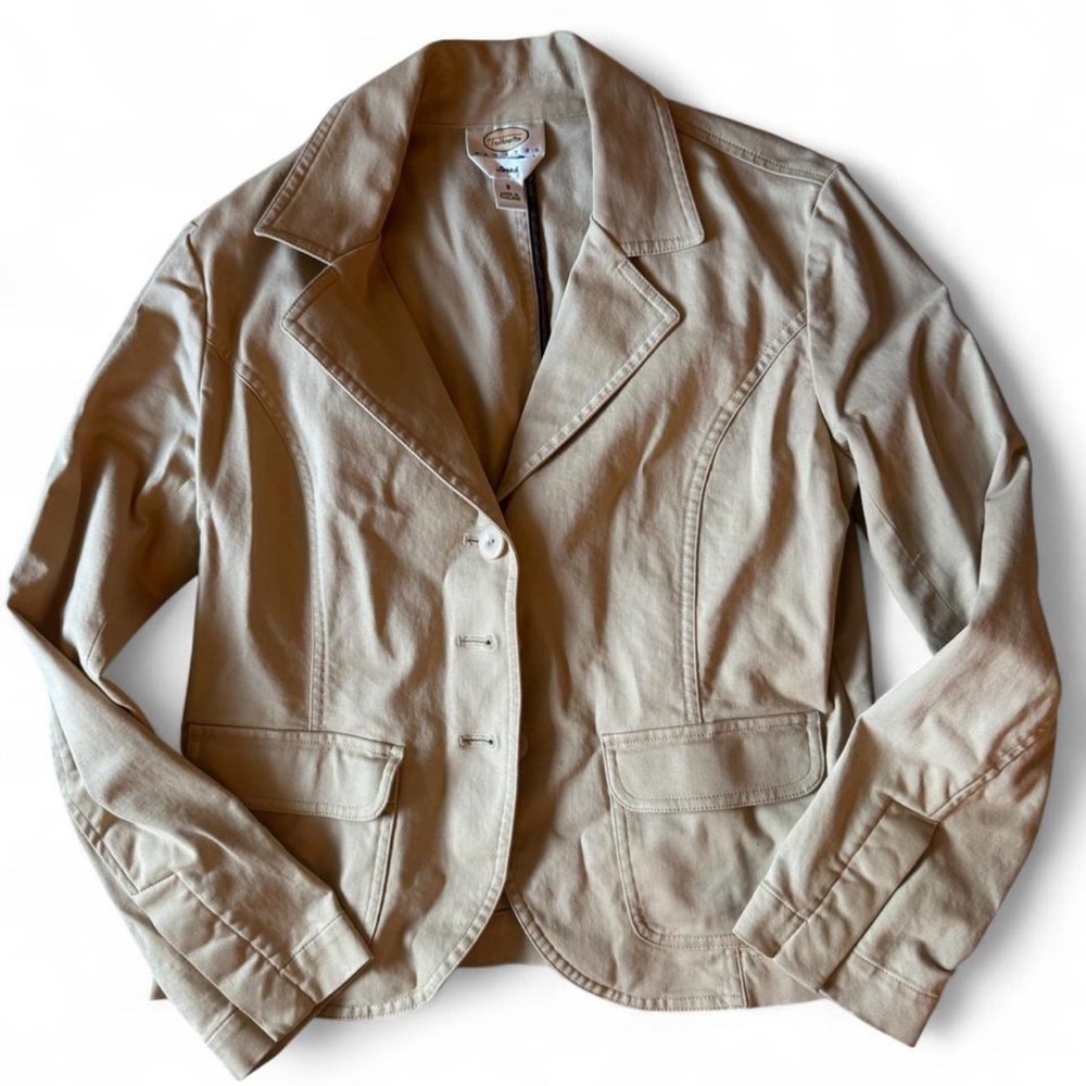 Vintage 00s Talbots Beige and Cream Women's Blazer